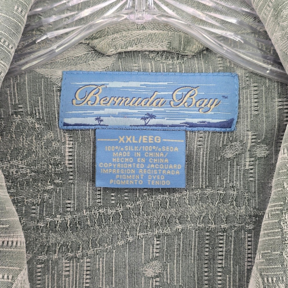 Bermuda Bay Green Tropical Surf Island Vintage Cotton Relax Hawaiian Shirt XXL - Picture 12 of 13